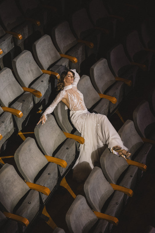 Cassiane Veil-Sleeve Bridal Gown by Calliope Anemouli