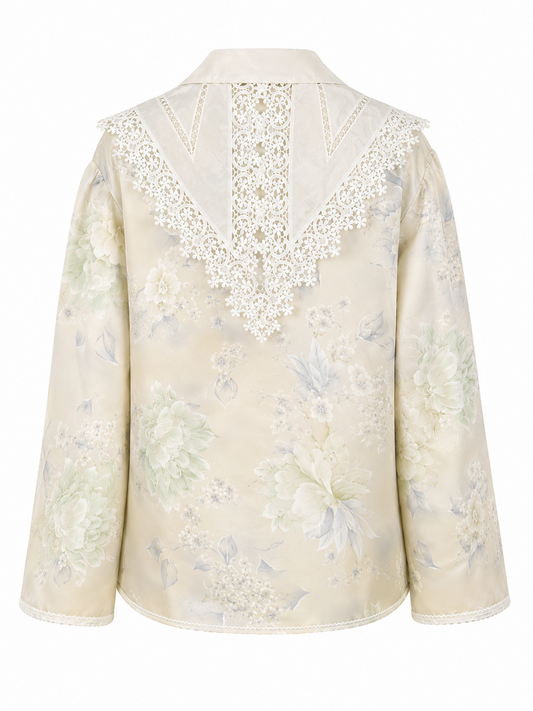 Aelia lace floral resort shirt by Calliope Anemouli