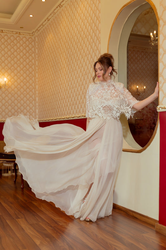 Selinochrysi gown by Calliope Anemouli