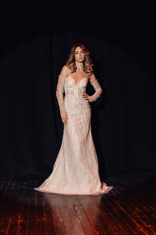 Nerina Beaded Mermaid Gown by Calliope Anemouli
