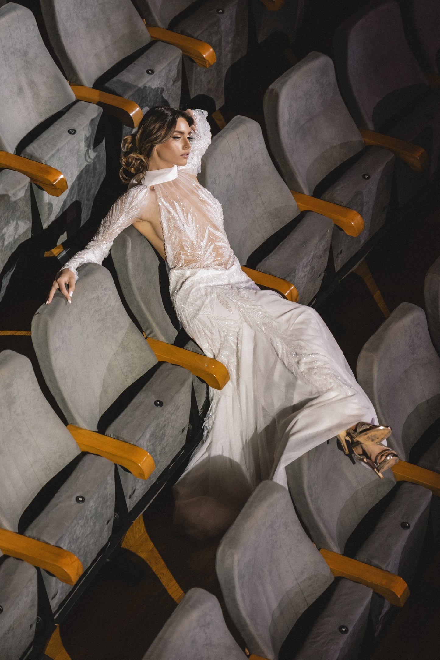 Cassiane Veil-Sleeve Bridal Gown by Calliope Anemouli