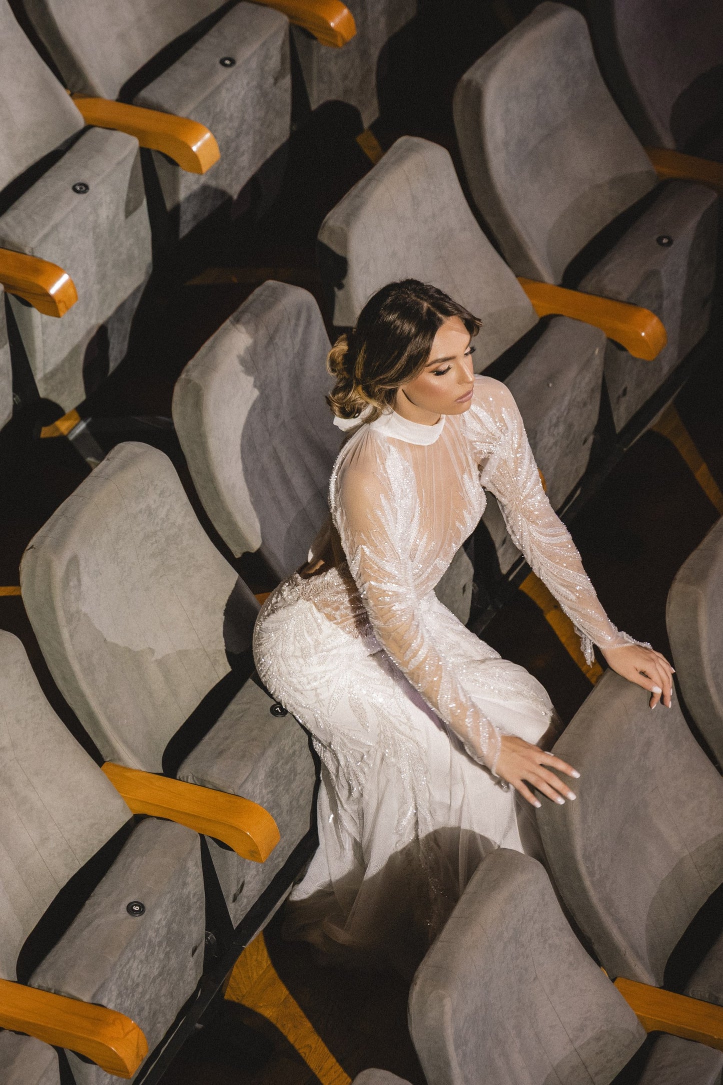 Cassiane Veil-Sleeve Bridal Gown by Calliope Anemouli
