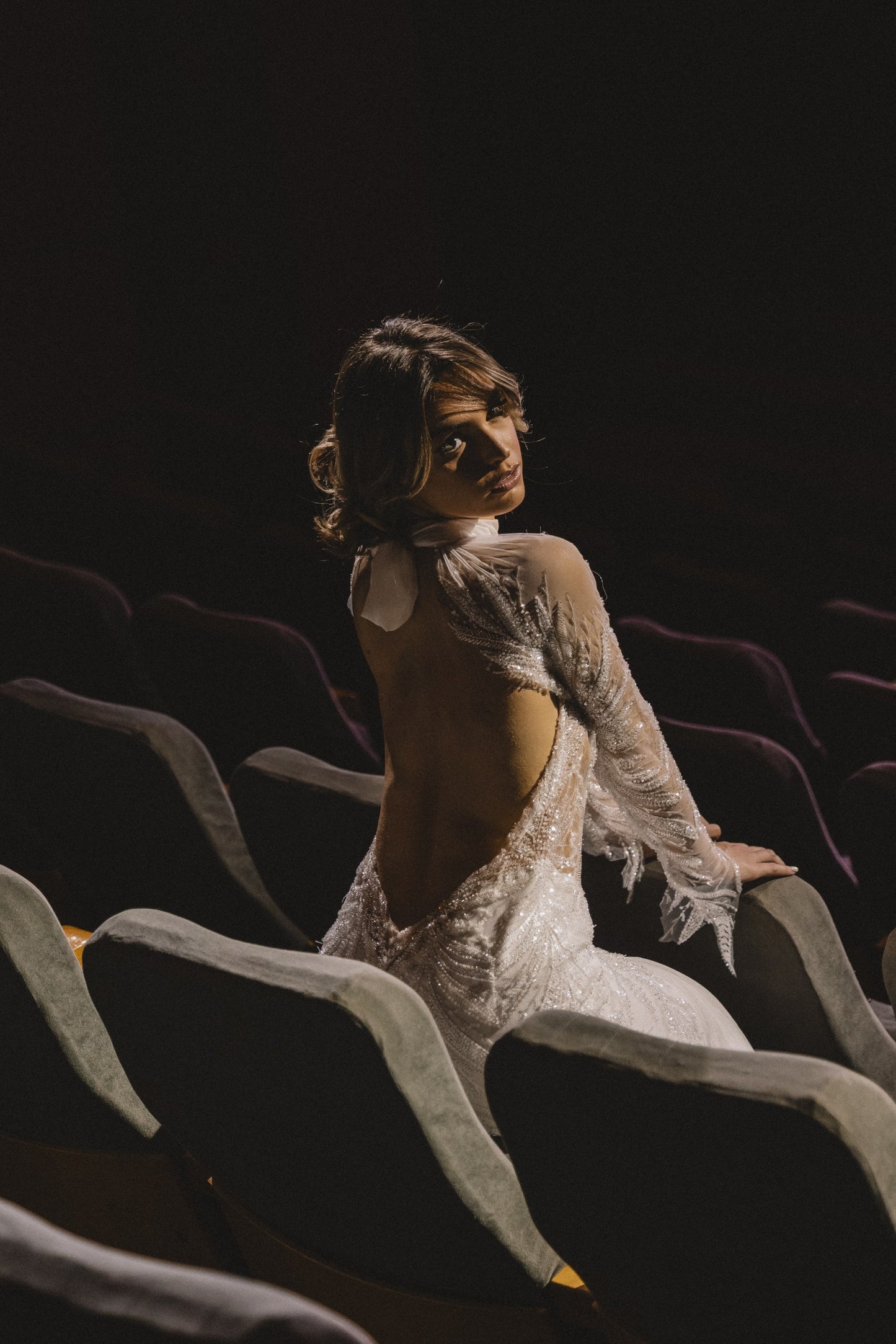 Cassiane Veil-Sleeve Bridal Gown by Calliope Anemouli