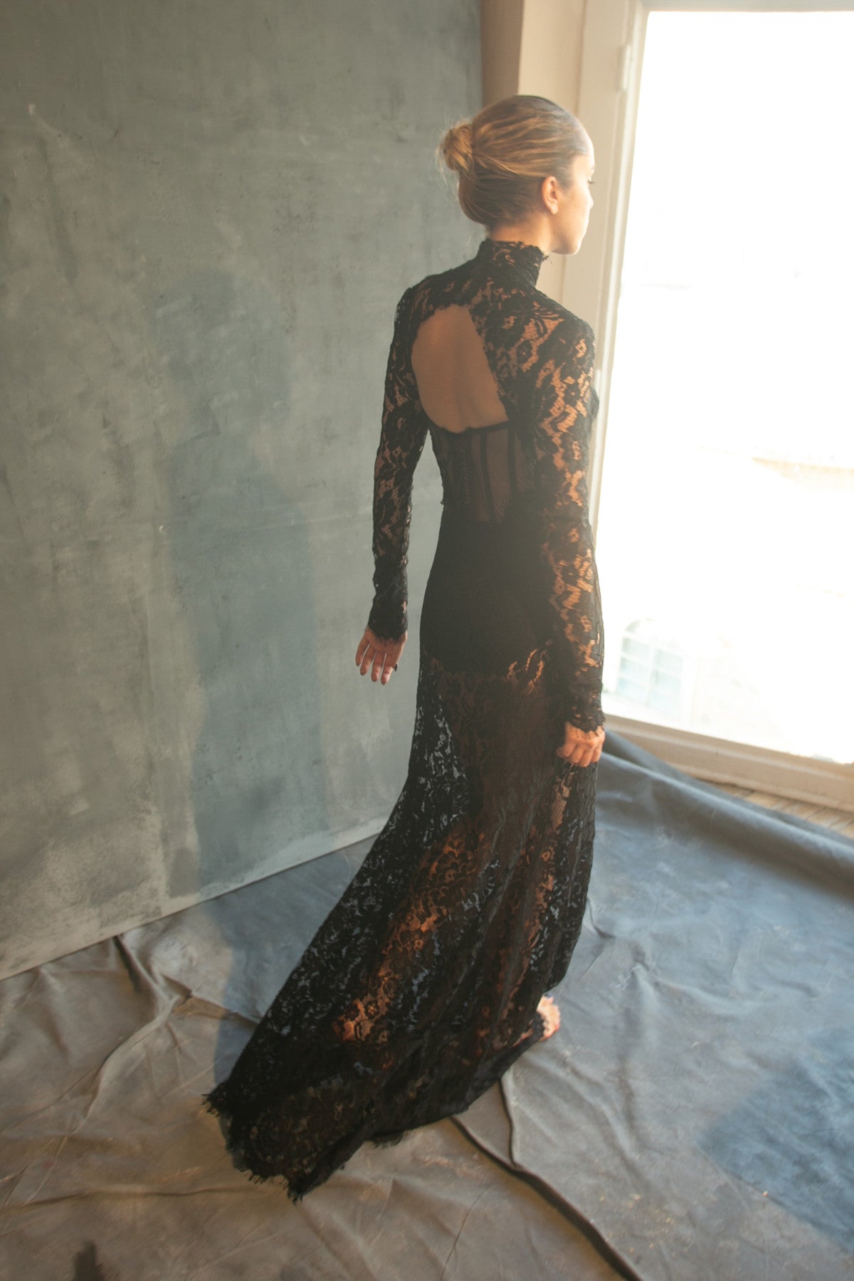 Sheer Lace Gown Overlay by Calliope Anemouli