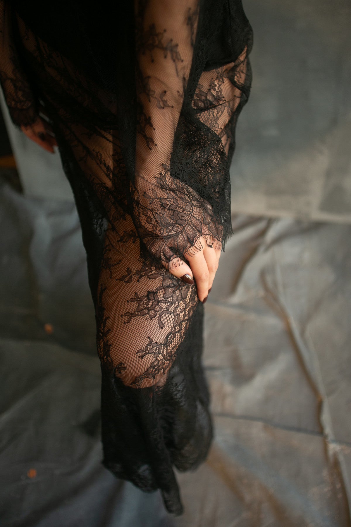 Floral Lace Sheer Gown Overlay by Calliope Anemouli