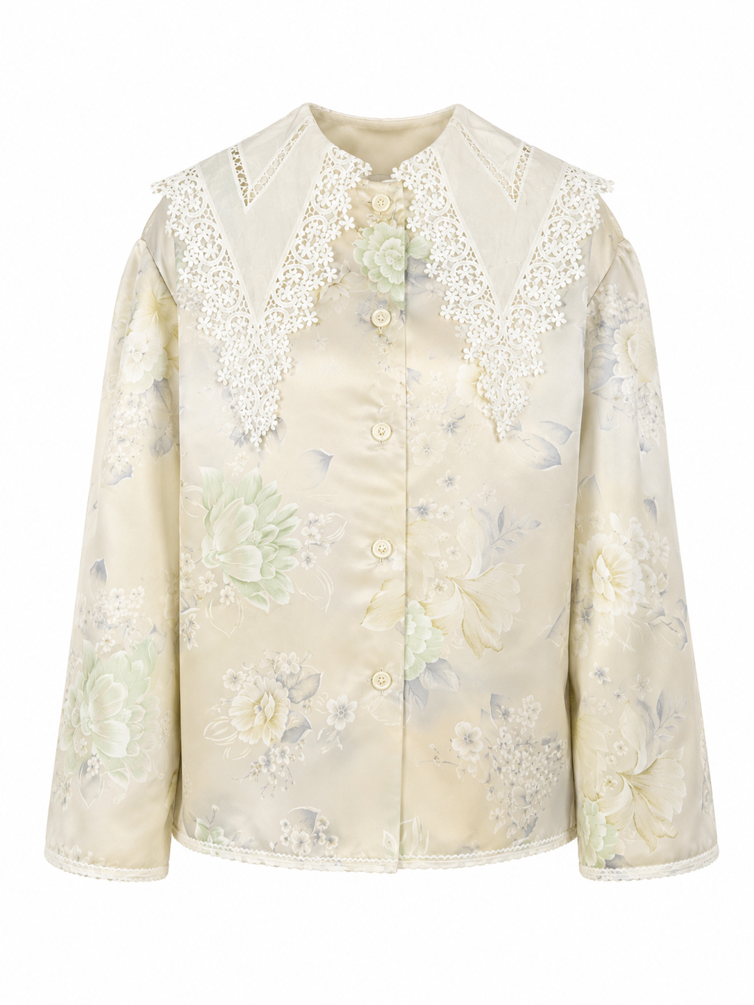 Aelia lace floral resort shirt by Calliope Anemouli