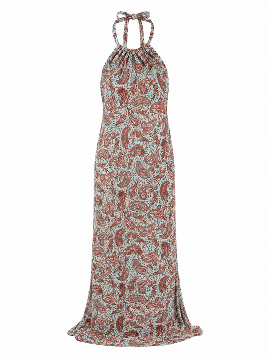 Calypso paisley halter maxi dress by Calliope Anemouli