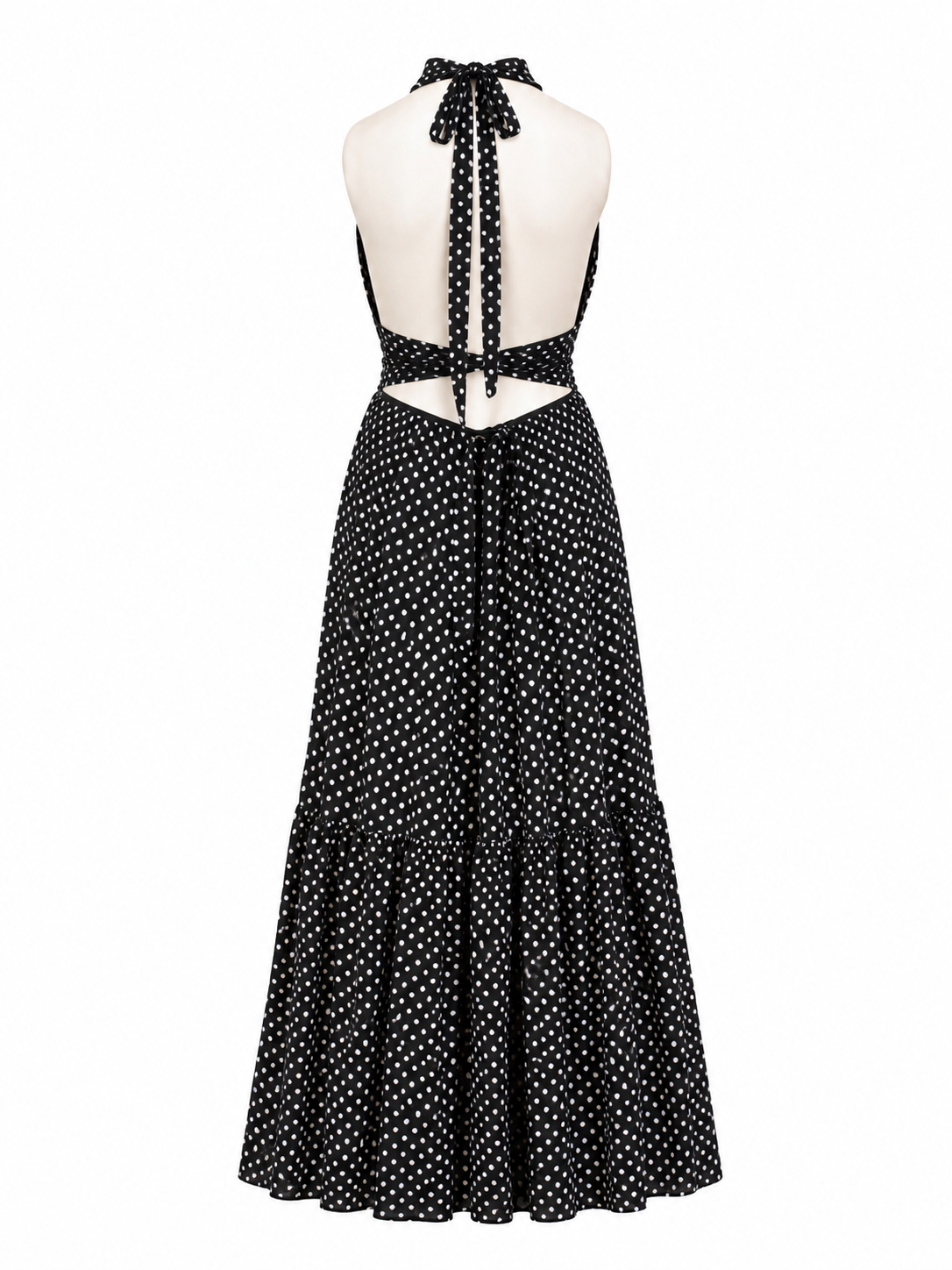 Celia polka dot halter midi dress by Calliope Anemouli