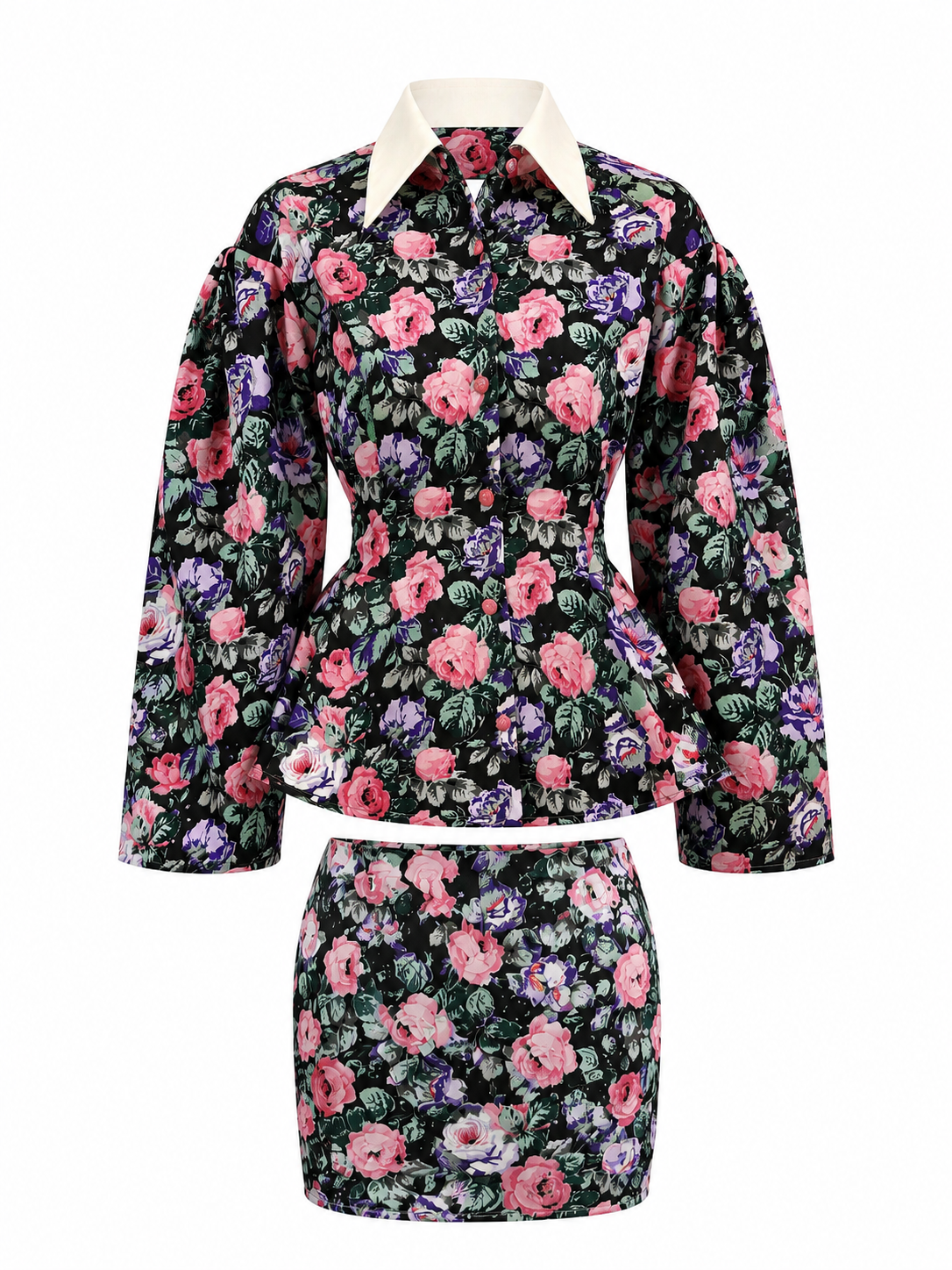 Rosalia floral peplum mini set by Calliope Anemouli